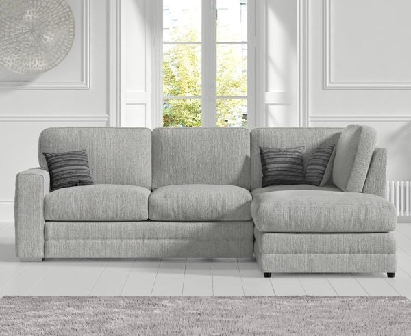 Madden Light Grey Fabric Right Hand Facing Corner Sofa | Bed Sava