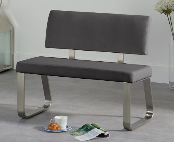Austin Small Grey Faux Leather Bench with Back | Bed Sava