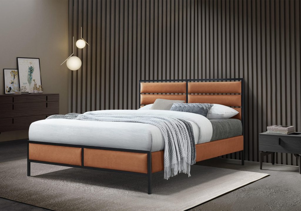 Flintshire Furniture Marford Faux Leather Bed Frame-Grey-Double