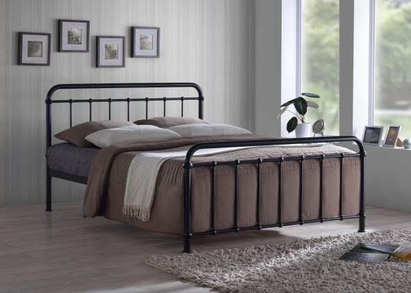 Time Living Miami Metal Bed Frame  Black  Double | Bed Sava