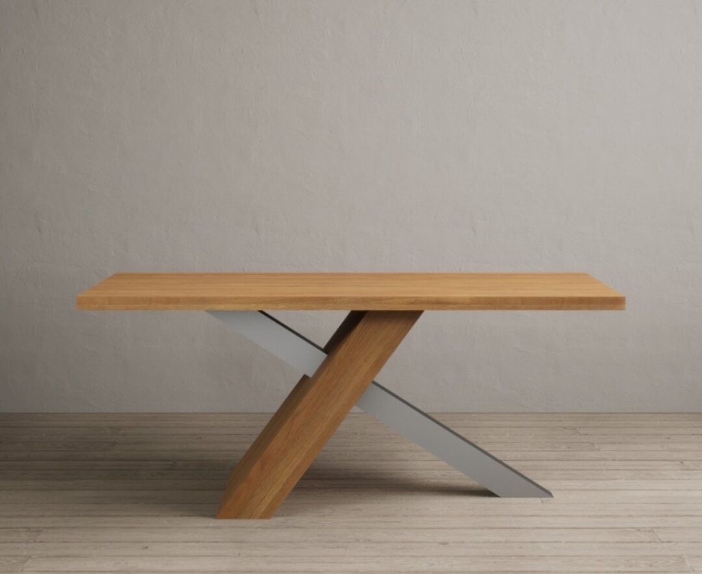 Michigan 180cm Solid Oak and Metal Industrial Dining Table