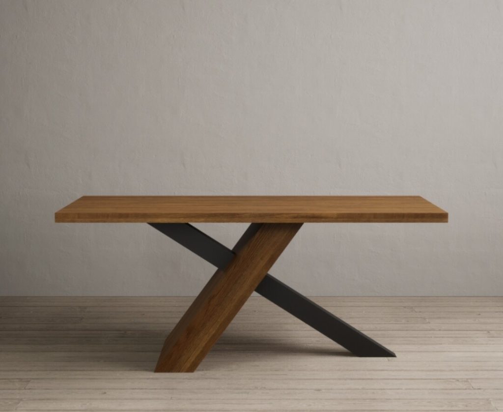 Michigan 180cm Rustic Oak and Metal Black Leg Industrial Dining Table