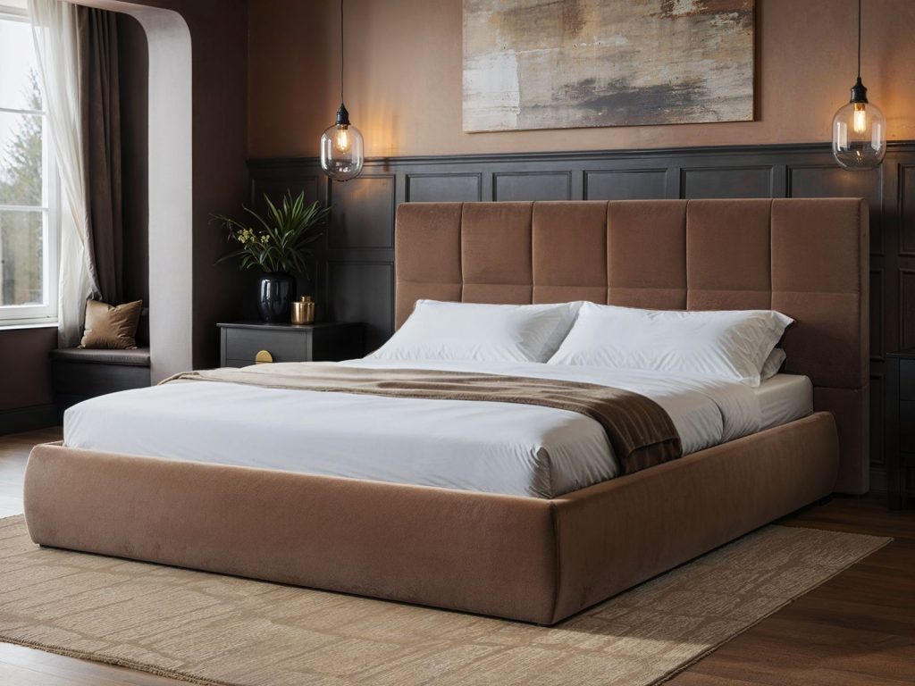Solace+Co Mika Ottoman Bed Chocolate Velvet Kingsize