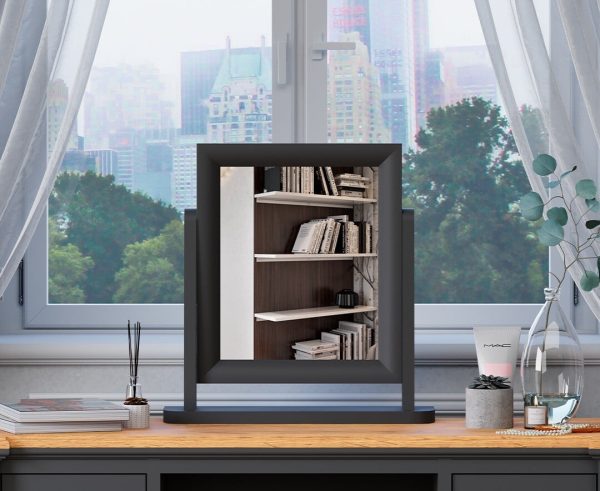 Charcoal Grey Painted Dressing Table Mirror | Bed Sava