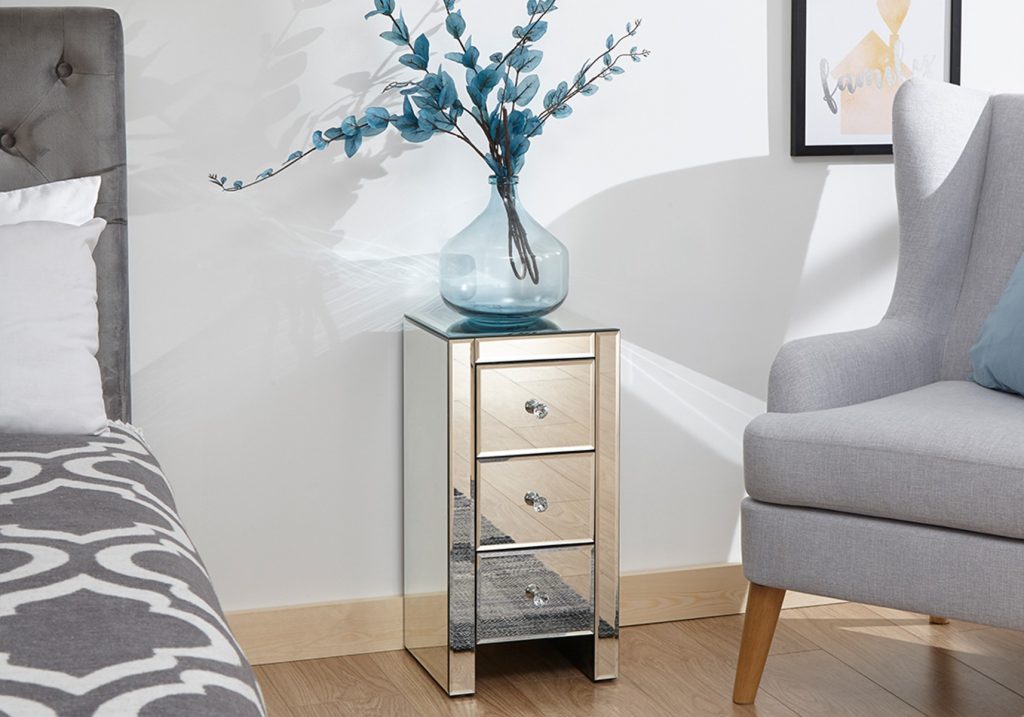 GFW Mirrored 3 Drawer Slim Chest