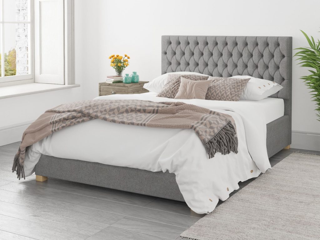 Aspire Monroe Ottoman Bed Eire Linen Grey - Kingsize