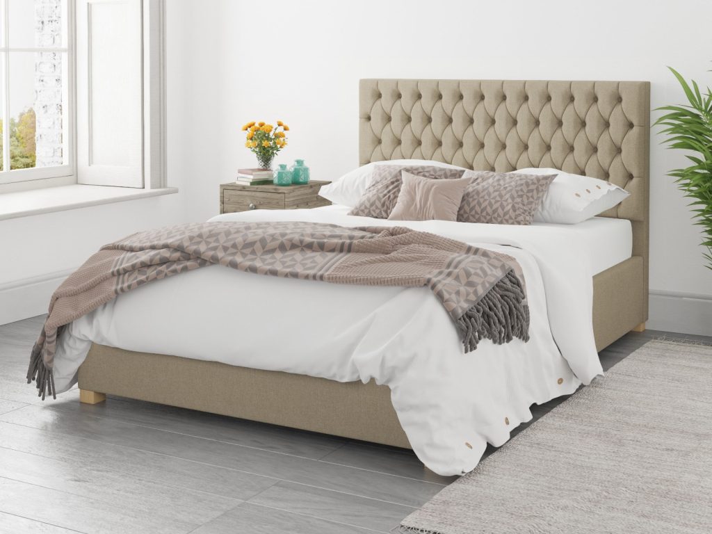 Aspire Monroe Ottoman Bed Eire Linen Natural - Small Double