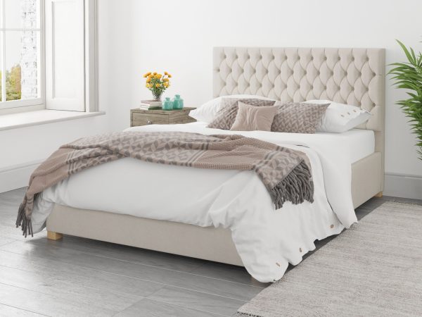 Aspire Monroe Ottoman Bed Eire Linen Off White  Kingsize | Bed Sava