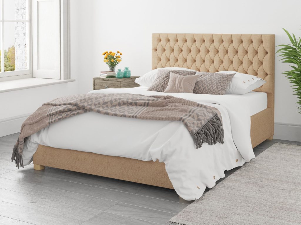 Aspire Monroe Ottoman Bed Firenza Velour Champagne - SuperKing