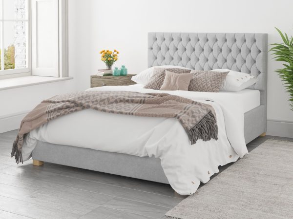 Aspire Monroe Ottoman Bed Kimiyo Linen Silver  Single | Bed Sava