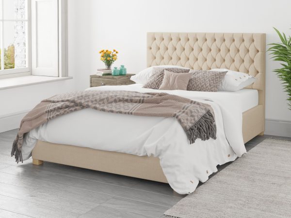Aspire Monroe Ottoman Bed Malham Weave Cream  Kingsize | Bed Sava