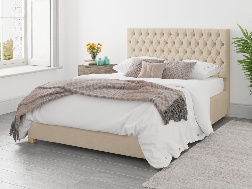 Aspire Monroe Ottoman Bed Malham Weave Cream - SuperKing