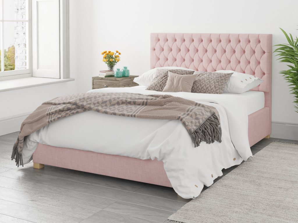 Aspire Monroe Ottoman Bed Pure Pastel Cotton Tea Rose - Double