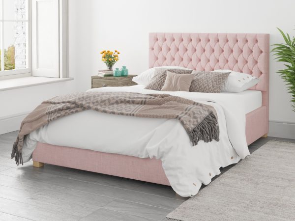 Aspire Monroe Ottoman Bed Pure Pastel Cotton Tea Rose  Kingsize | Bed Sava