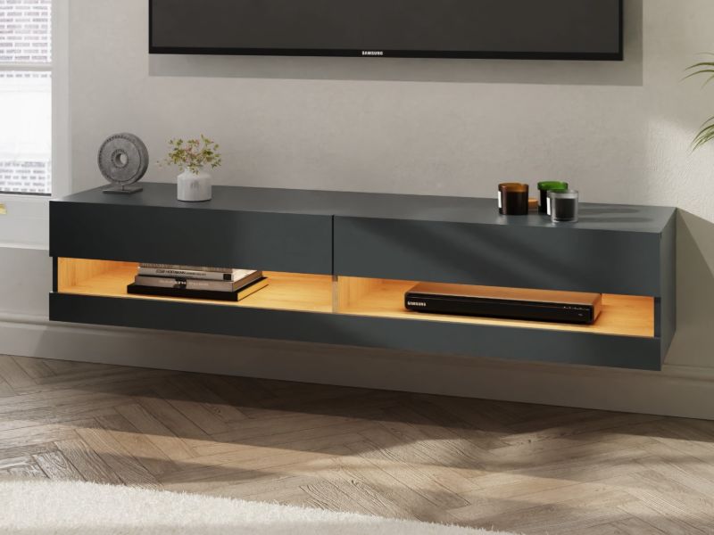 GFW Leon 150cm Wall TV Unit with LED-Anthracite