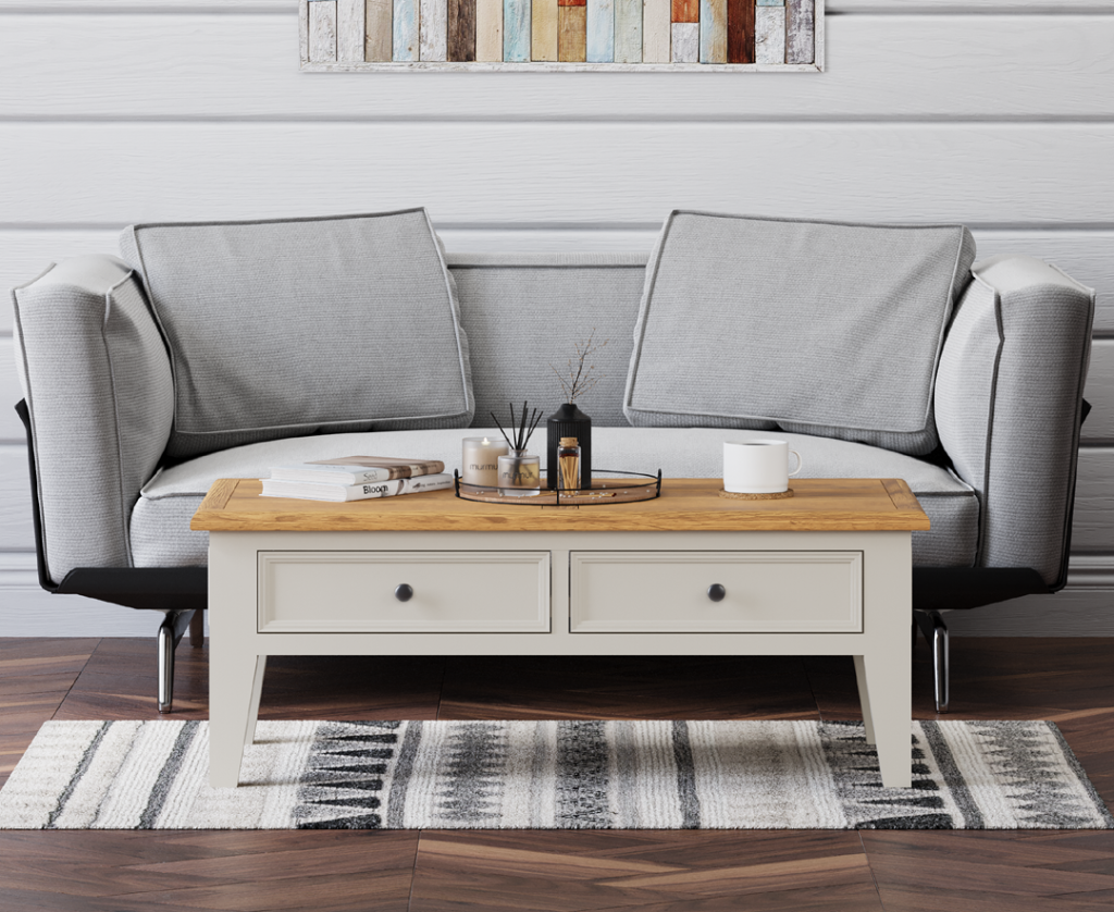 Weymouth Oak and Soft White Painted 4 Drawer Coffee Table