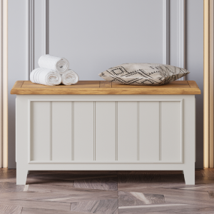 Weymouth Oak and Soft White Painted Blanket Box | Bed Sava