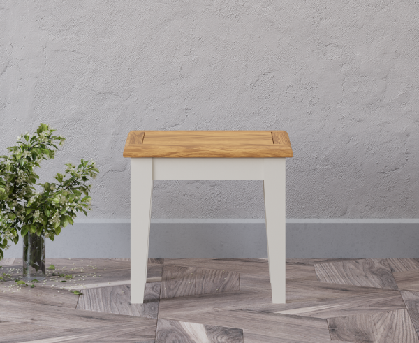 Weymouth Oak and Soft White Painted Dressing Stool | Bed Sava