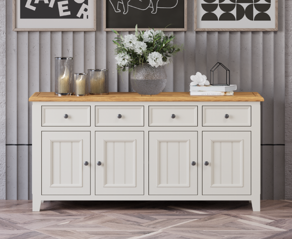 Weymouth Oak and Soft White Painted Extra Large Sideboard | Bed Sava