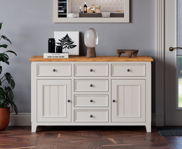 Weymouth Oak and Soft White Painted Large Sideboard | Bed Sava