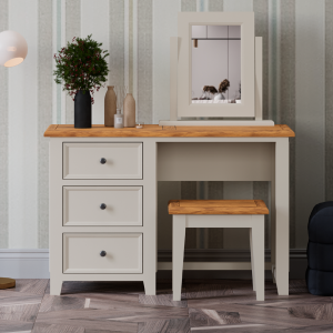 Weymouth Oak and Soft White Painted Dressing Table Set | Bed Sava