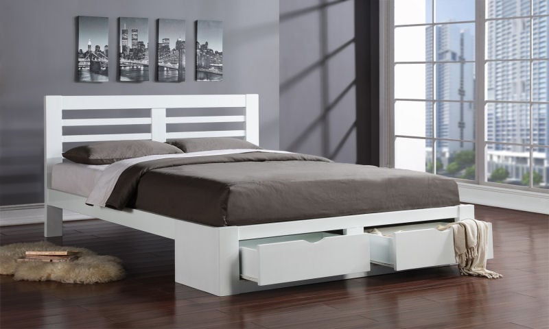 Flintshire Furniture New Bretton Wooden Bed Frame -White-Kingsize