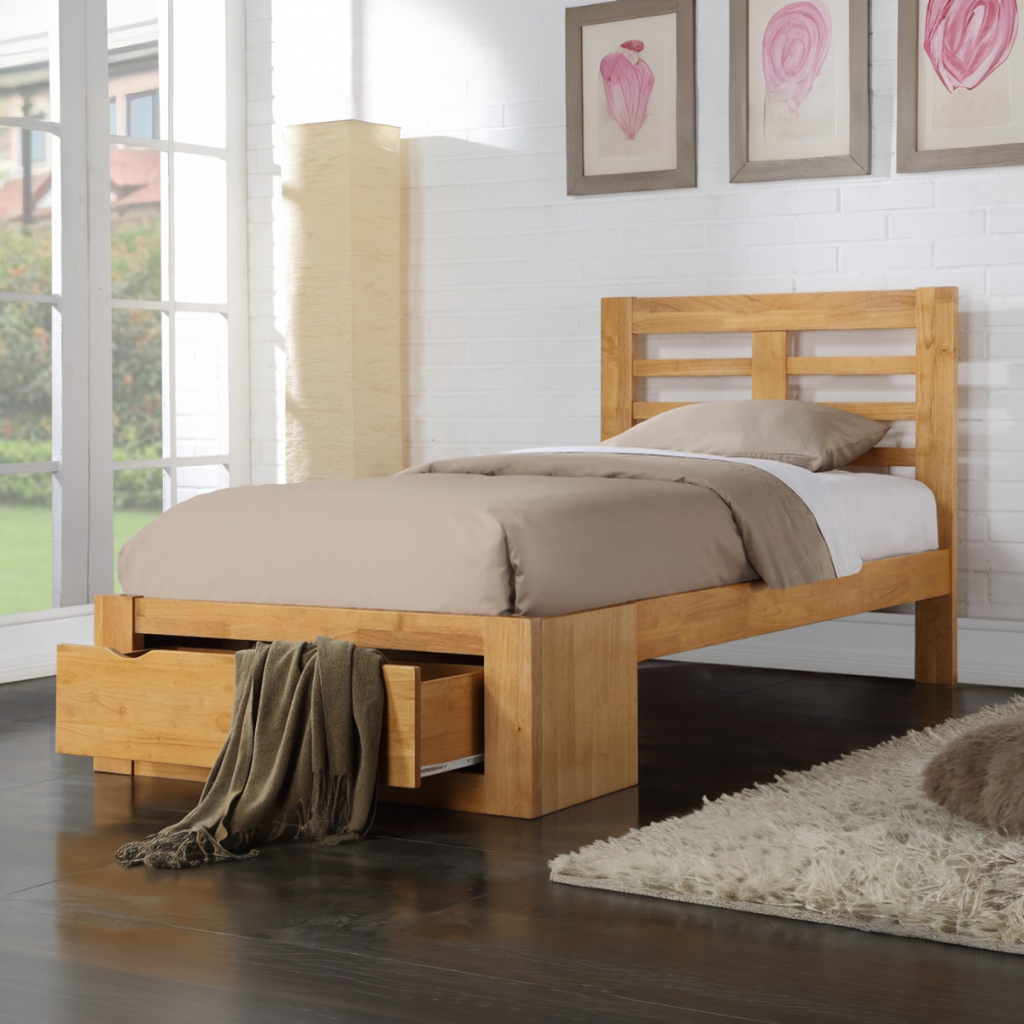 Flintshire Furniture New Bretton Wooden Bed Frame -Oak-Single