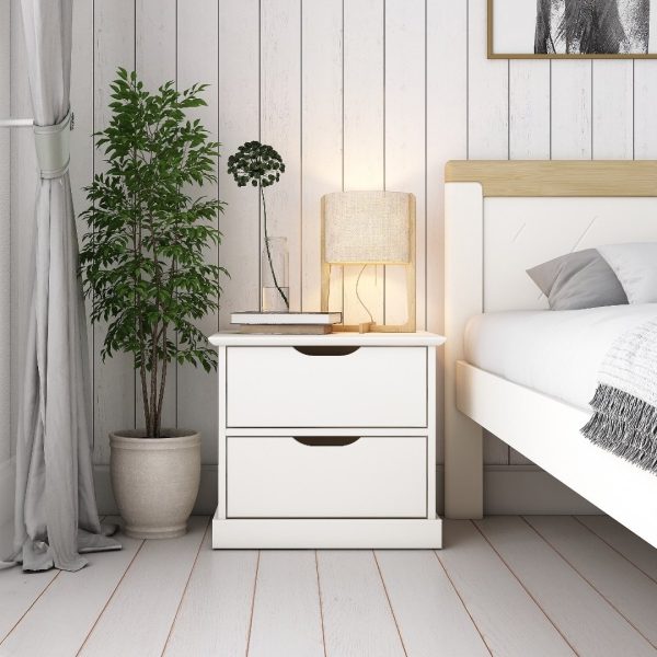 Noomi Aponi Bedside Table White FSC Certified | Bed Sava