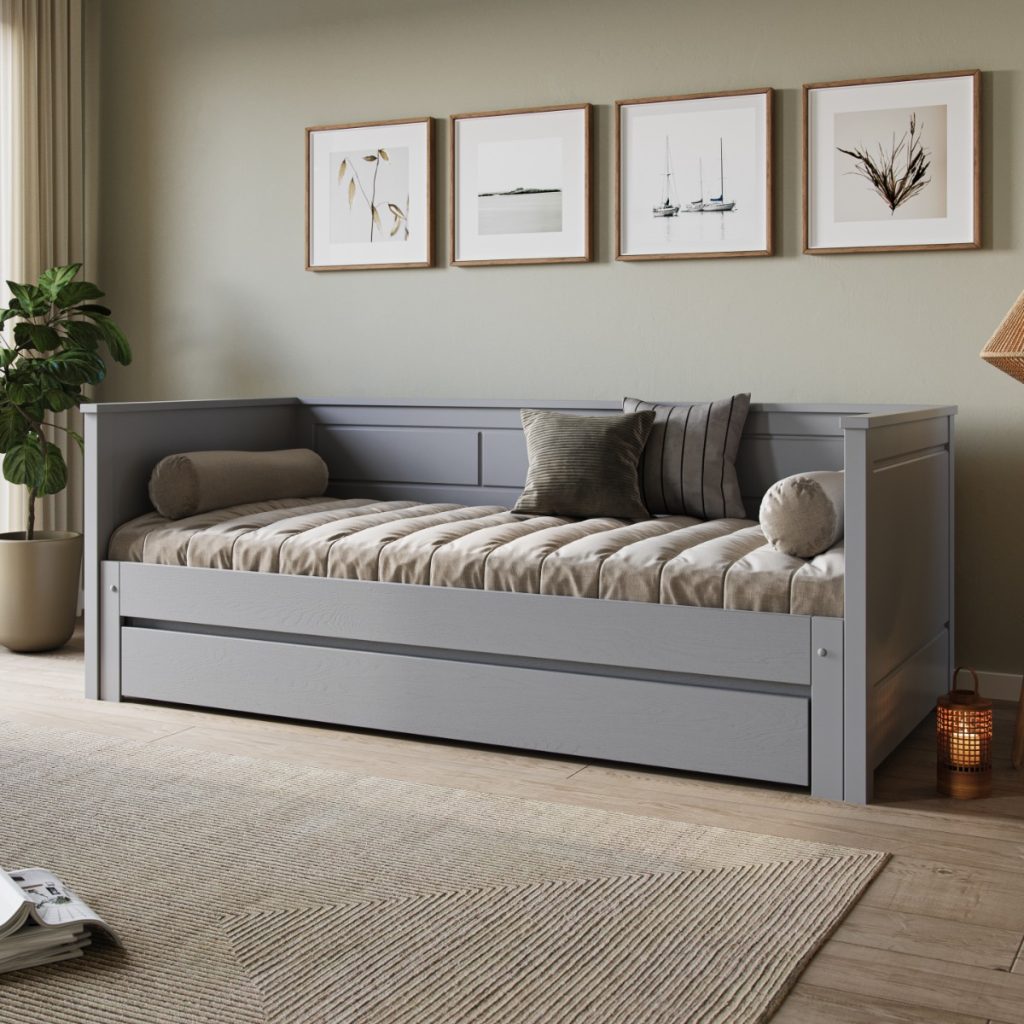 Noomi Erika Guest Bed with Drawer Grey (FSC-Certified)