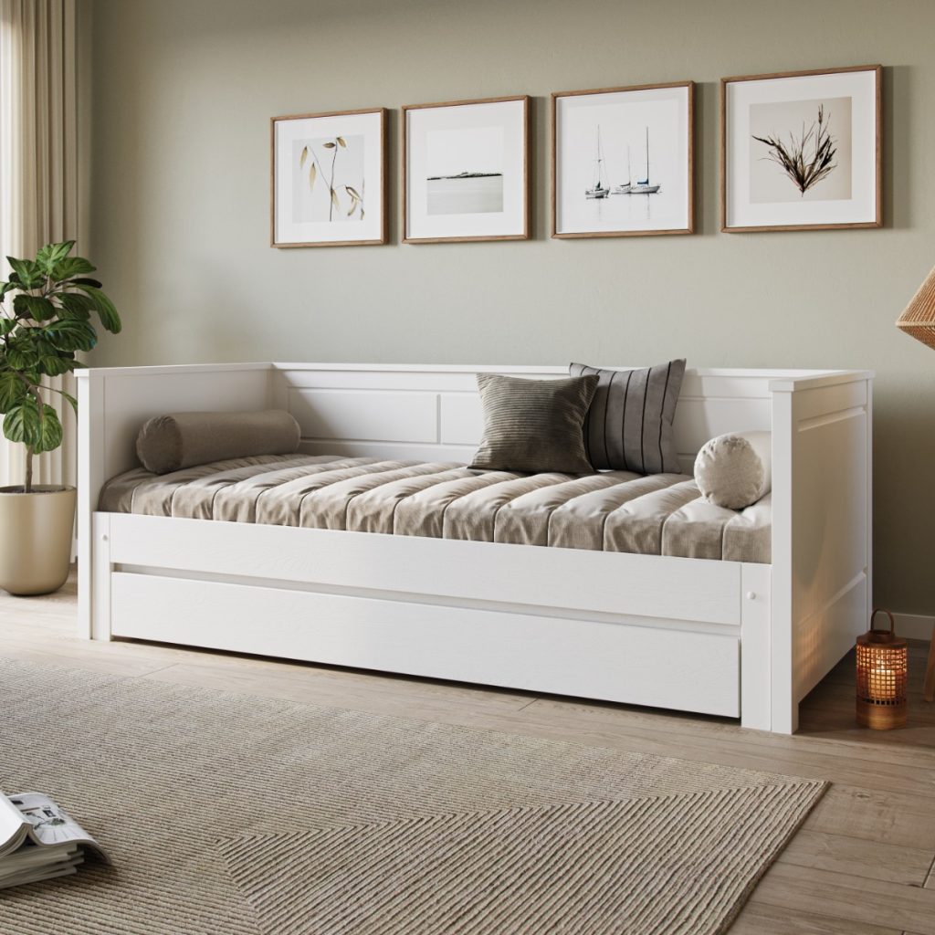 Noomi Erika Guest Bed with Drawer White (FSC-Certified)