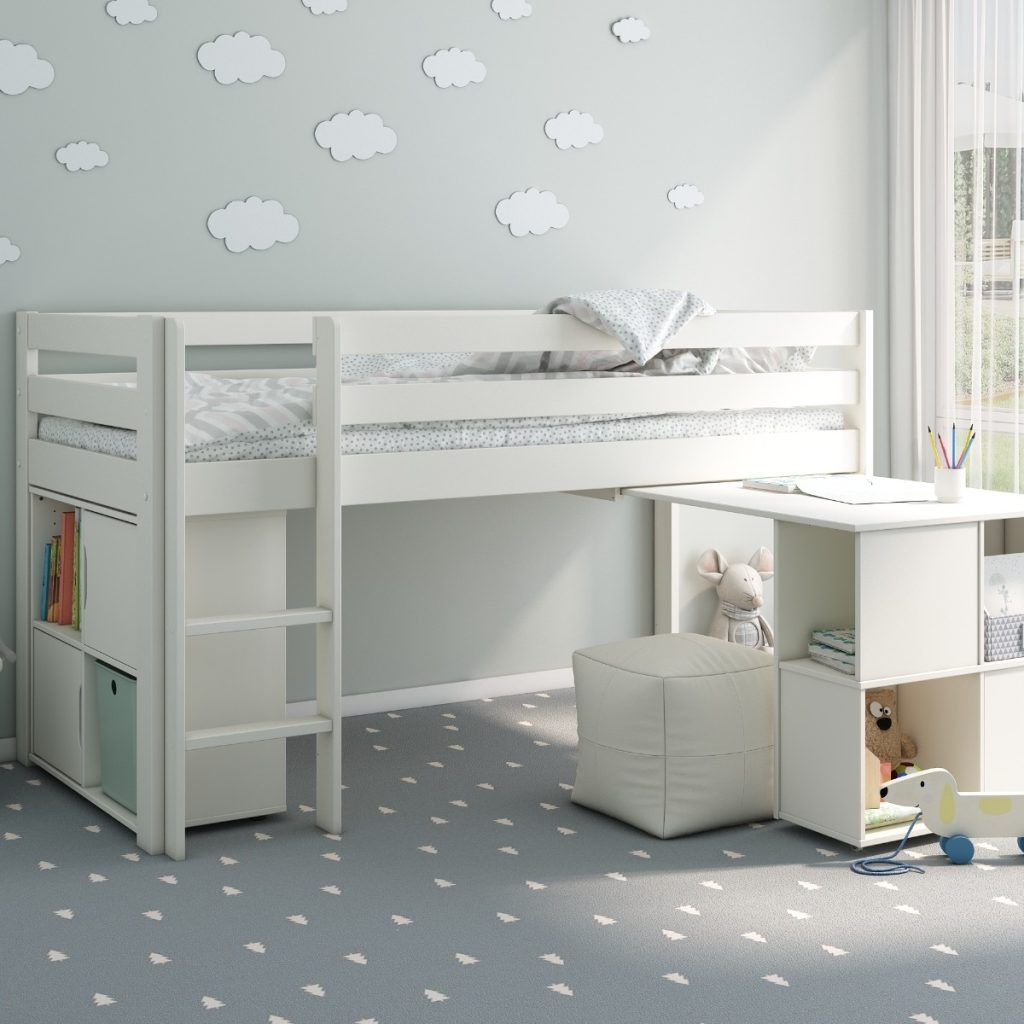 Noomi Nora Solid Wood Mid Sleeper Craft Cabin White (FSC-Certified)