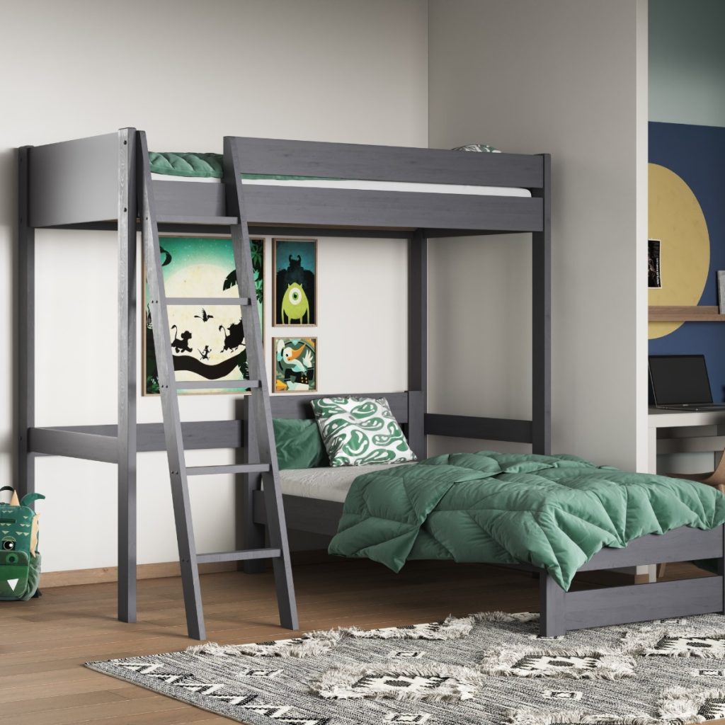 Noomi Tera Double/Single L Shaped Bunk Bed Grey (FSC-Certified)