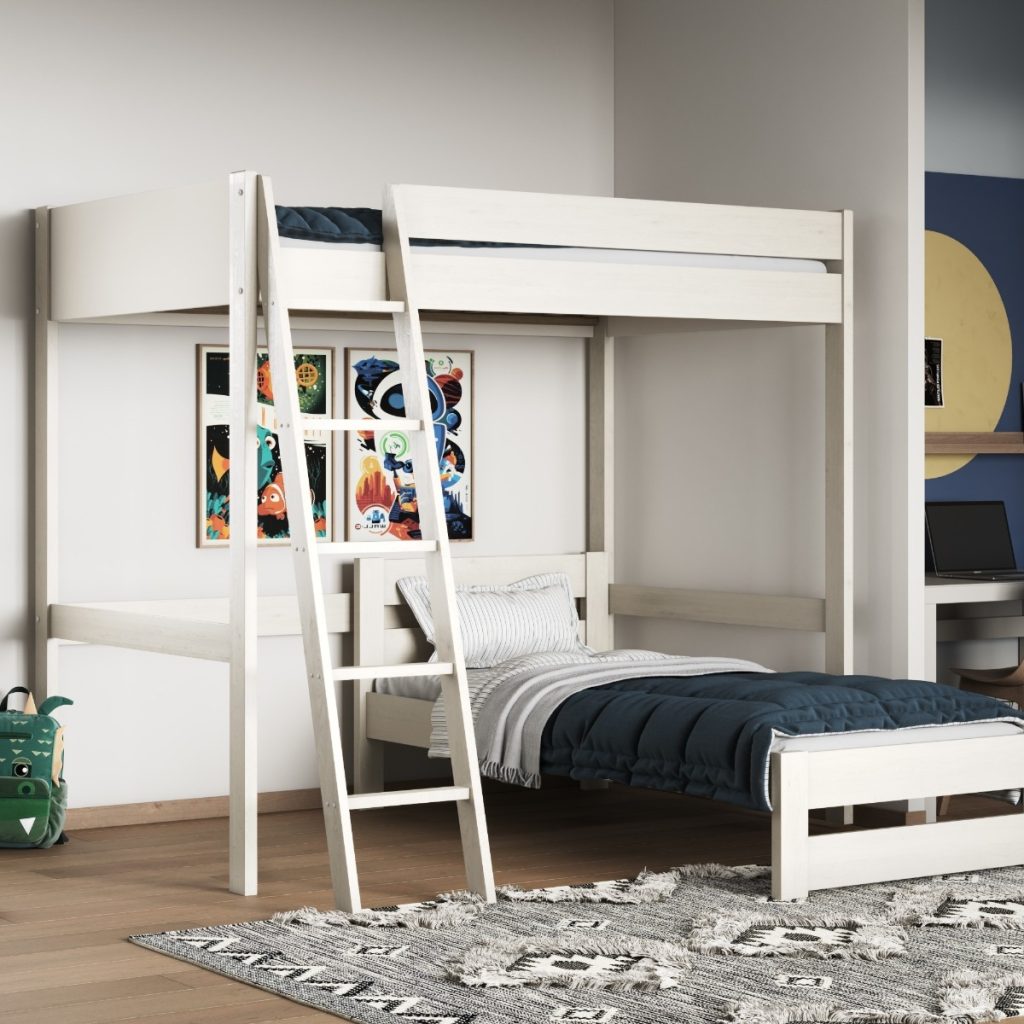 Noomi Tera Double/Single L Shaped Bunk Bed White (FSC-Certified)