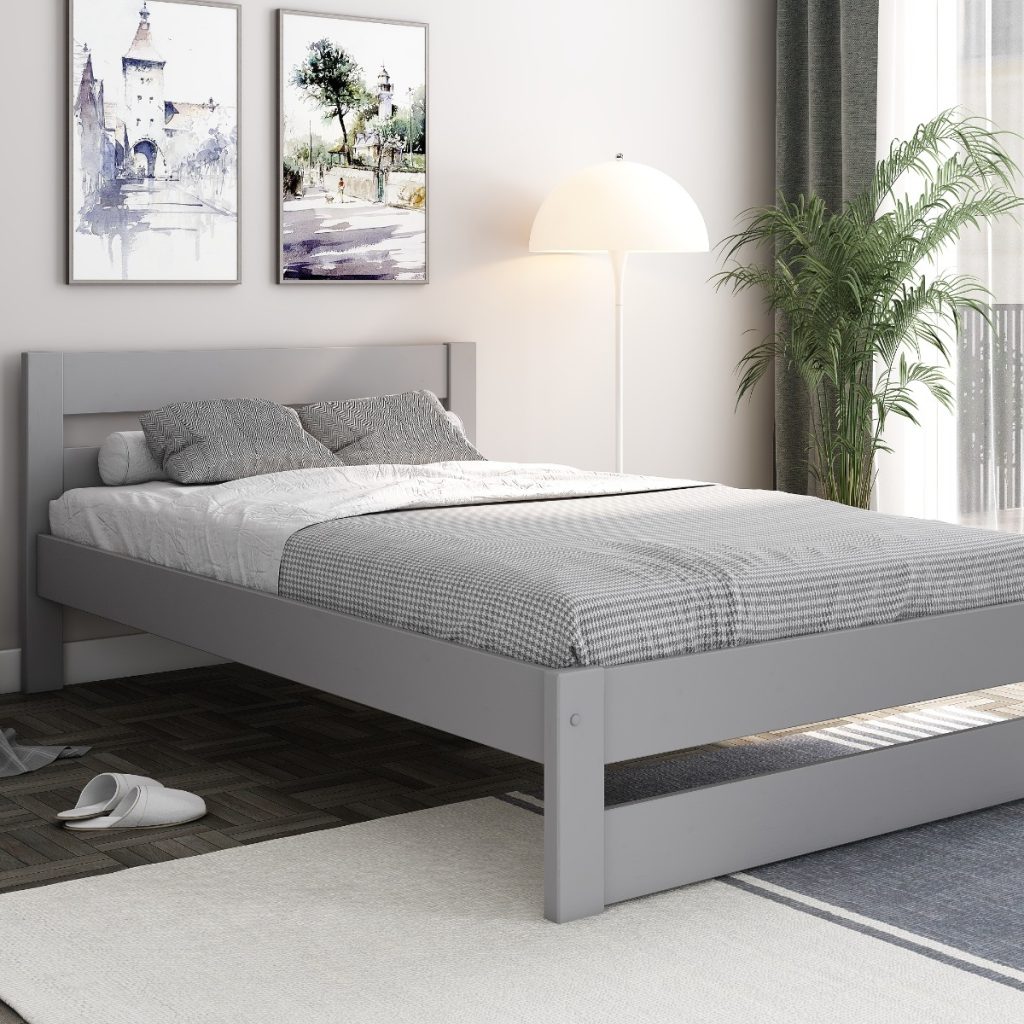 Noomi Tera Solid Wood Small Double Bed Grey (FSC-Certified)