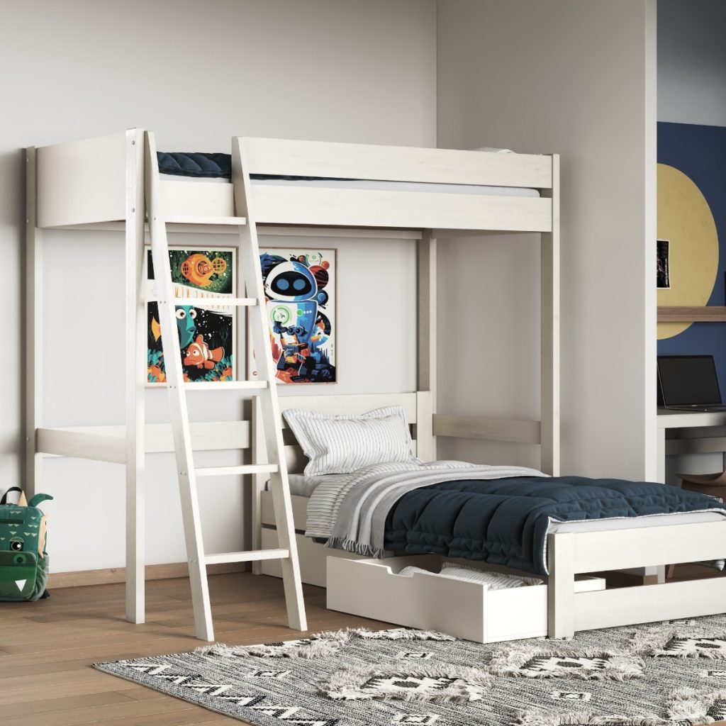 Noomi Tera L Shaped Bunk Bed White (FSC-Certified)