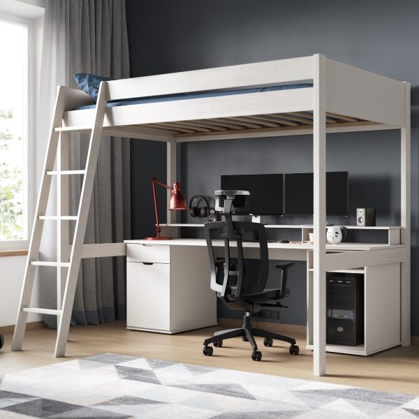 Noomi Tera Solid Wood Small Double Gaming High Sleeper White FSC Certified | Bed Sava