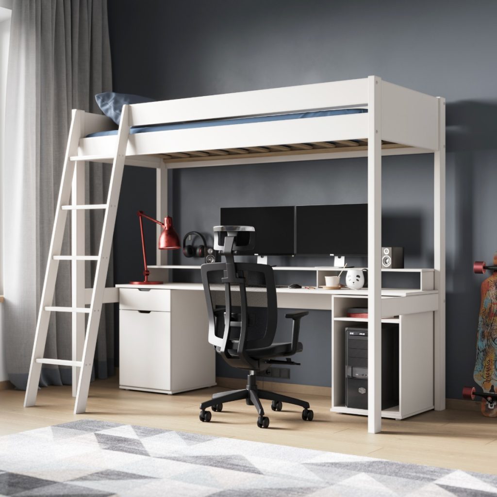 Noomi Tera Solid Wood Gaming High Sleeper White (FSC-Certified)