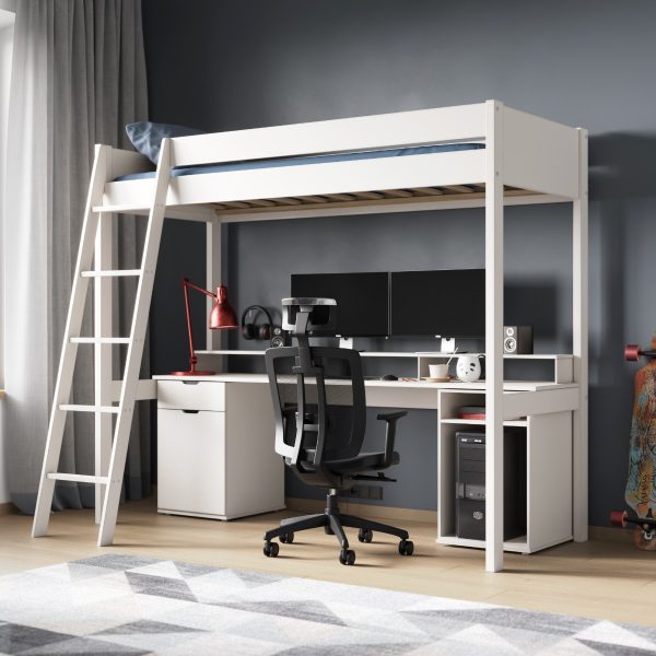 Noomi Tera Solid Wood Gaming High Sleeper White FSC Certified | Bed Sava