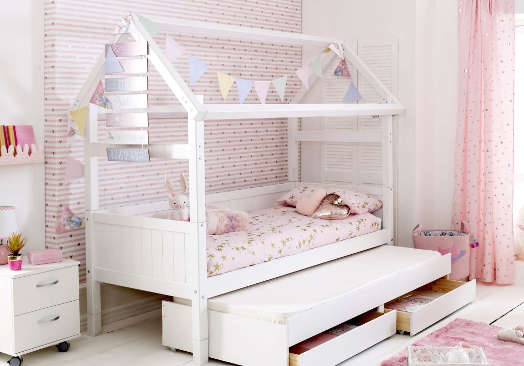 Flexa Nordic Playhouse 2 Bed Frame Grooved White