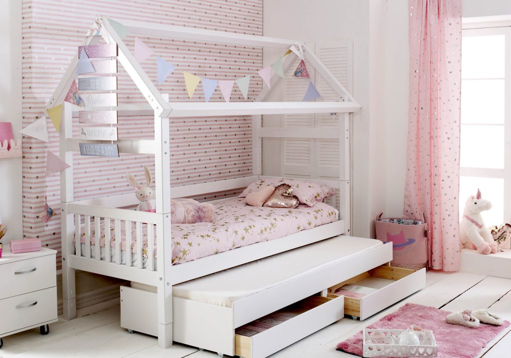 Flexa Nordic Playhouse 2 Bed Frame Slatted White