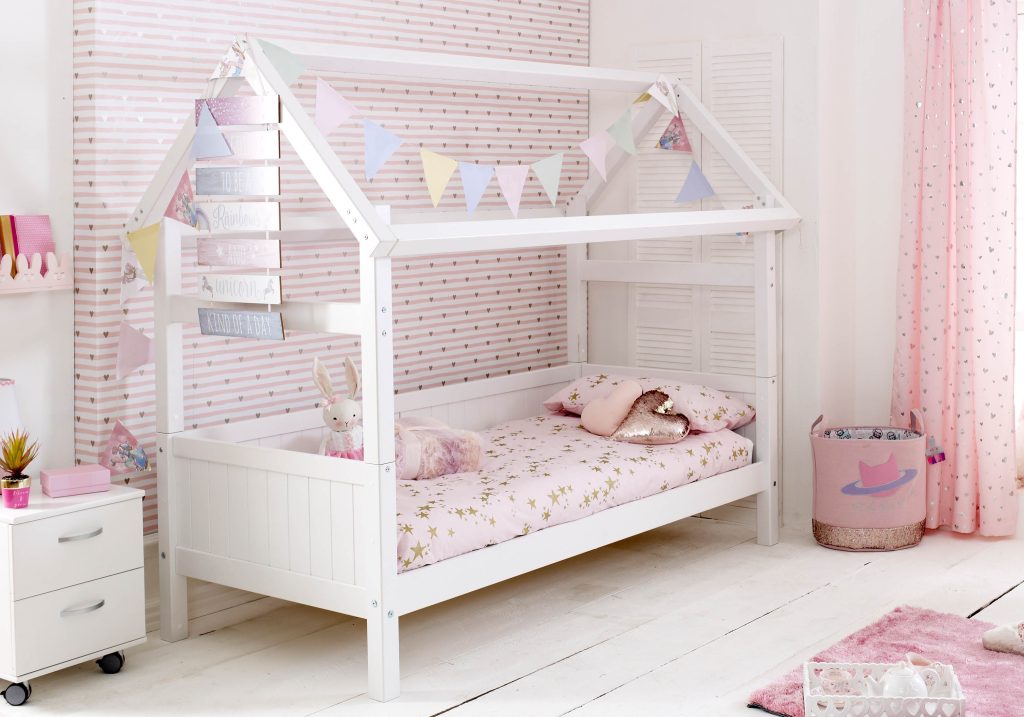 Flexa Nordic Playhouse 1 Bed Frame Grooved White