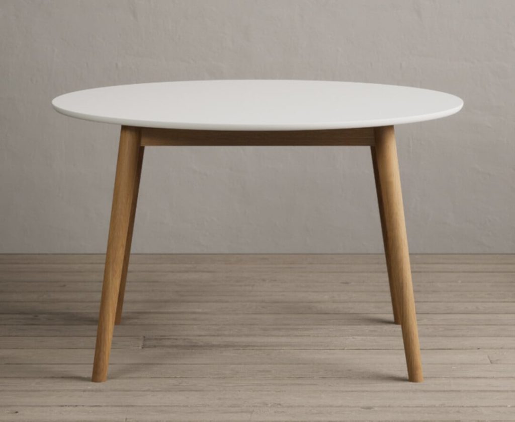Nordic 120cm Round Solid Oak and Signal White Painted Dining Table