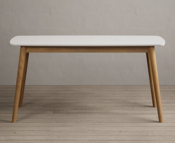 Nordic 150cm Solid Oak and Signal White Painted Dining Table | Bed Sava