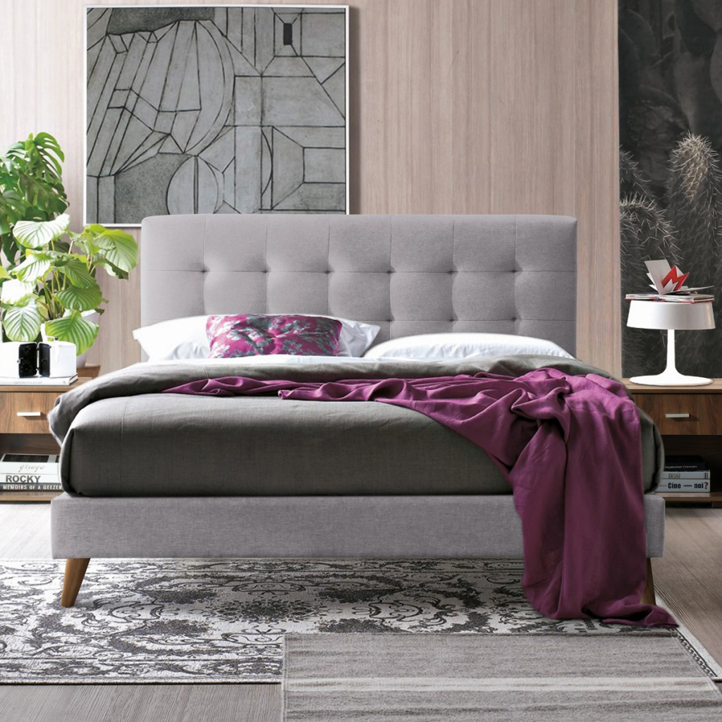Time Living Novara Fabric Bed Frame-Light Grey-Kingsize