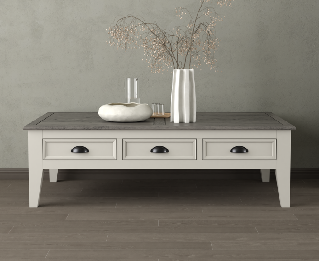 Dartmouth Oak and Soft White Painted Extra Large 6 Drawer Coffee Table