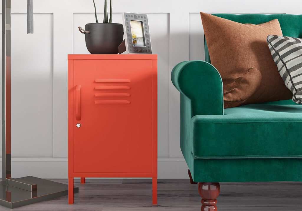 Novogratz Cache Metal Locker End Table-Orange