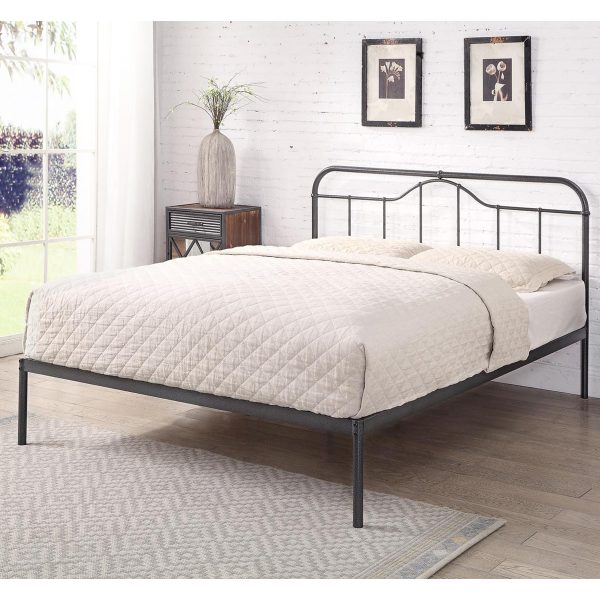 Flintshire Furniture Oakenholt Black  Silver Metal Bed Frame Kingsize | Bed Sava