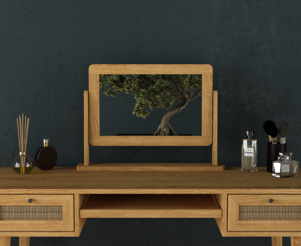 Oak Rattan Dressing Table Mirror | Bed Sava