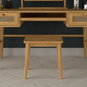 Oak Rattan Dressing Table Stool | Bed Sava