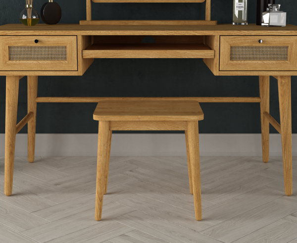 Oak Rattan Dressing Table Stool | Bed Sava